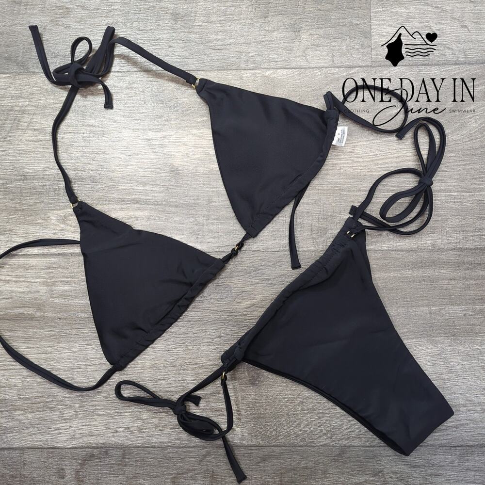 CharmLeaks Halter Tie side Cheeky Bikini Swimsuit Size M